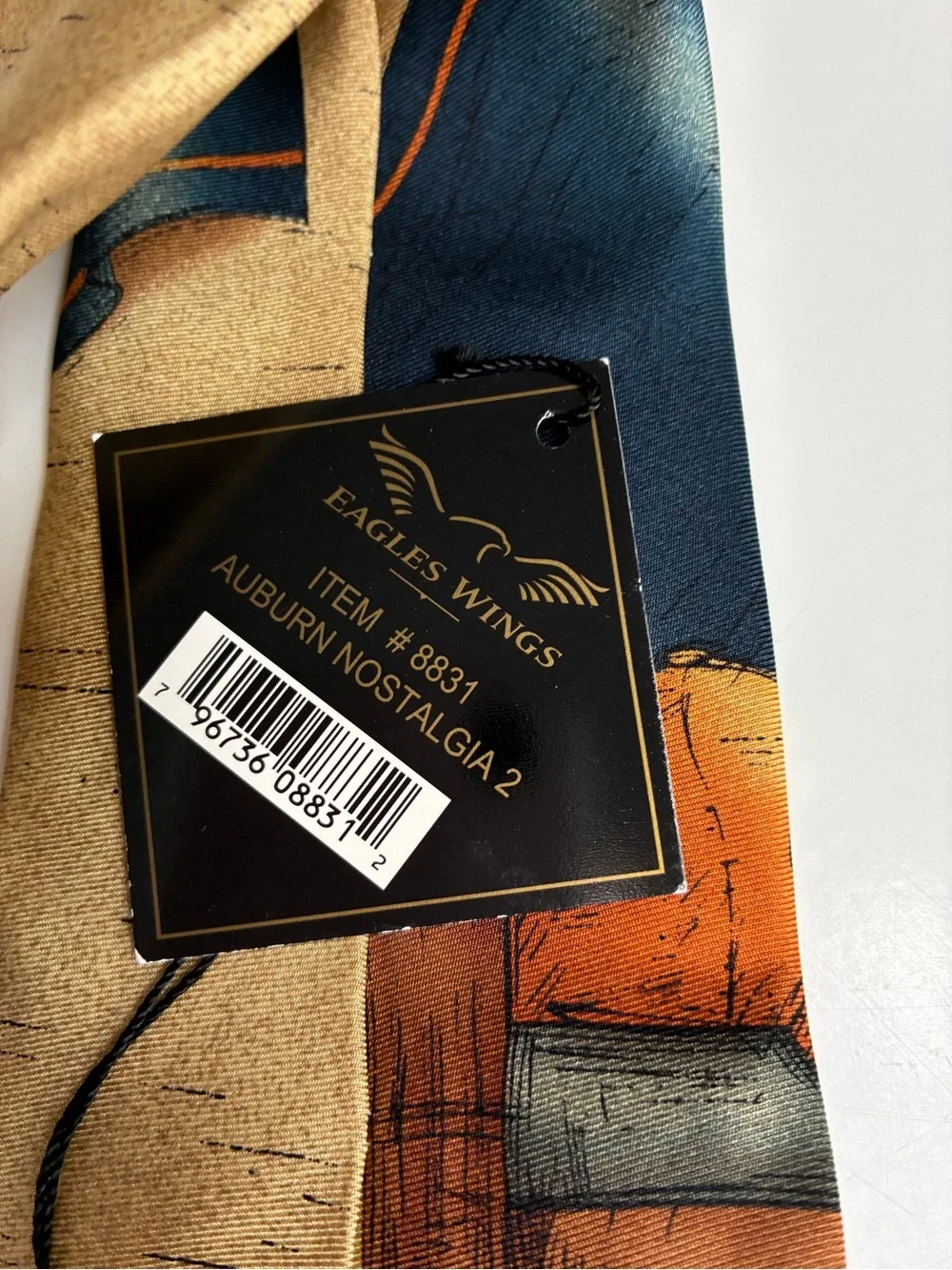 Auburn Tigers Collegiate Football Print Tie - Blue and Tan